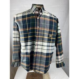 Men’s Cinch Up Button Up Shirt Size Small Plaid Long Sleeve 100% Cotton EUC